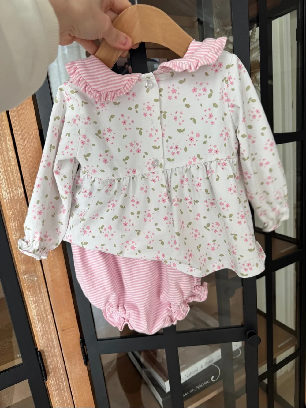 Stitchy Fish floral set bloomers long sleeve ruffle peter pan collar baby girl